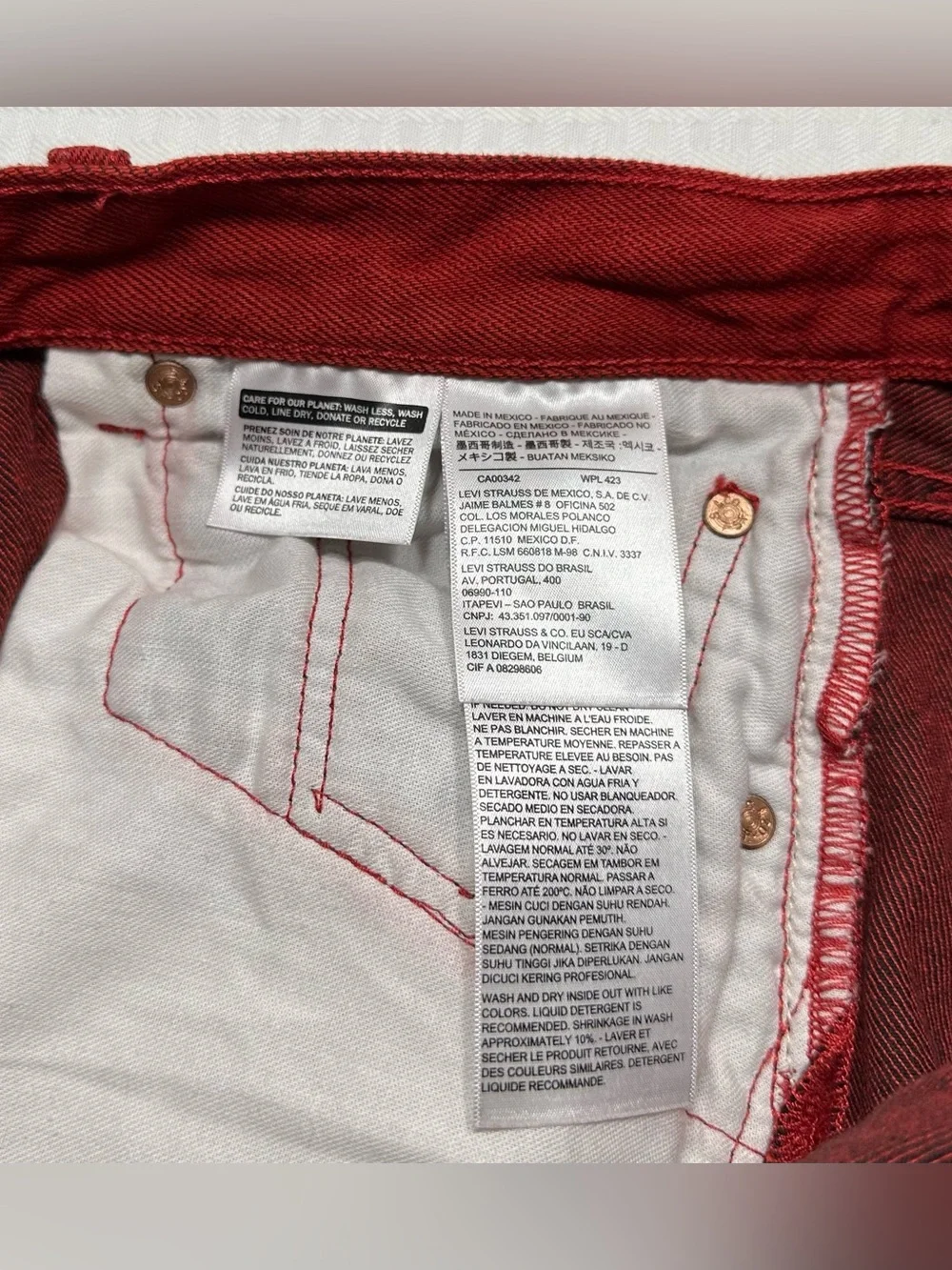 Vtg Levis 501XX Jeans Mens 38x32 (FITS 36x30) Red Denim Button Fly Mexico Y2K